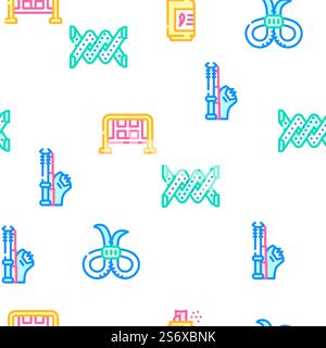 Protests Meeting Event Vector Seamless Pattern Color Line Illustration. Protests Meeting Event Vector Seamless Pattern Stock Vector
