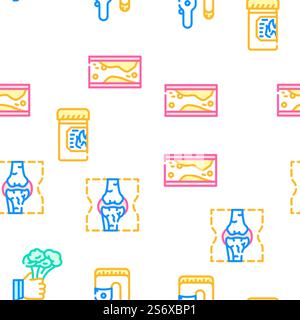 Cholesterol Overweight Vector Seamless Pattern Color Line Illustration. Cholesterol Overweight Vector Seamless Pattern Stock Vector