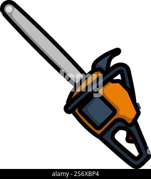 Icon Of Chain Saw. Editable Bold Outline With Color Fill Design. Vector Illustration. Stock Vector