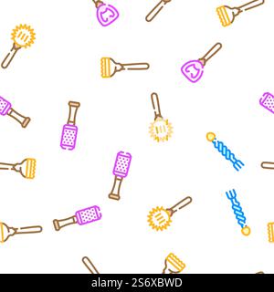Bartender Accessory Vector Seamless Pattern Color Line Illustration. Bartender Accessory Vector Seamless Pattern Stock Vector