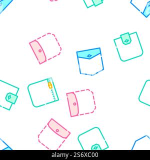 Patch Pocket Clothes Vector Seamless Pattern Color Line Illustration. Patch Pocket Clothes Vector Seamless Pattern Stock Vector