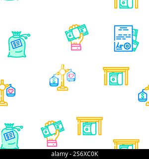 Corruption Problem Vector Seamless Pattern Color Line Illustration. Corruption Problem Vector Seamless Pattern Stock Vector