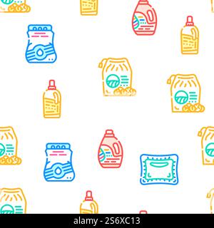 Detergent Washing Vector Seamless Pattern Color Line Illustration. Detergent Washing Vector Seamless Pattern Stock Vector