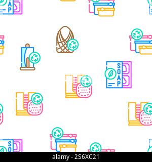 Zero Waste Products Vector Seamless Pattern Color Line Illustration. Zero Waste Products Vector Seamless Pattern Stock Vector