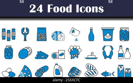 Food Icon Set. Editable Bold Outline With Color Fill Design. Vector Illustration. Stock Vector