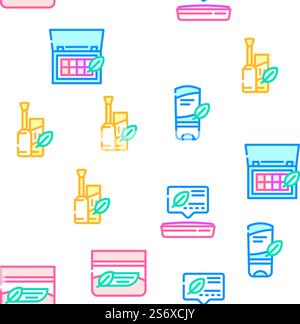Organic Cosmetics Vector Seamless Pattern Color Line Illustration. Organic Cosmetics Vector Seamless Pattern Stock Vector