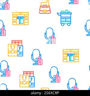 Stylist Accessory Vector Seamless Pattern Color Line Illustration. Stylist Accessory Vector Seamless Pattern Stock Vector