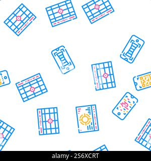 Viewfinder Smartphone Function Vector Seamless Pattern Color Line Illustration. Viewfinder Smartphone Function Icons Set Vector Stock Vector