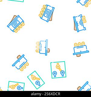 Switch Electricity Accessory Vector Seamless Pattern Color Line Illustration. Switch Electricity Accessory Icons Set Vector Stock Vector