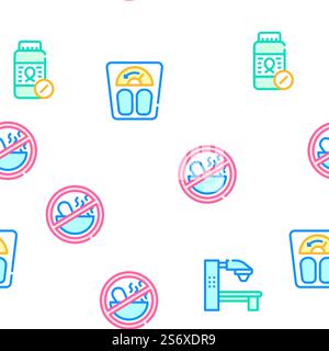 Oncology Examination Collection Vector Seamless Pattern Color Line Illustration. Oncology Examination Collection Icons Set Vector Illustrations Stock Vector