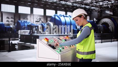 Engineers Working In Power Plant Electricity Generation Stock Photo