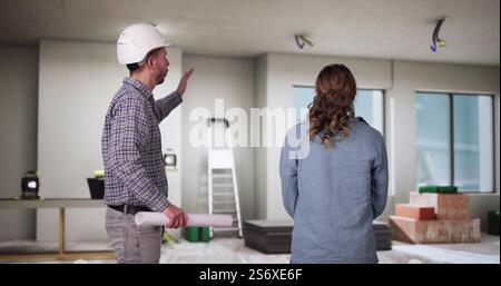 Home Construction Inspector And Interior Designer Contractor At Work Stock Photo