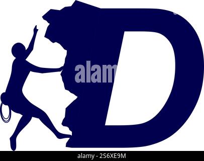 Rock climber logo with alphabet vector flat design Stock Vector