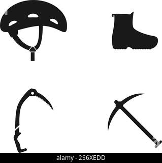 Climbing equipment icon set vector flat design template Stock Vector