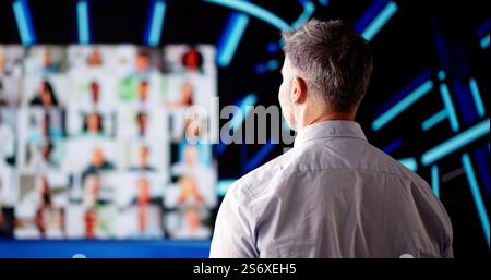 Online Live Conference Event With Virtual Audience Stock Photo