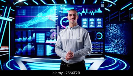 Speaker At Virtual Training Seminar. Training Conference Video Stock Photo