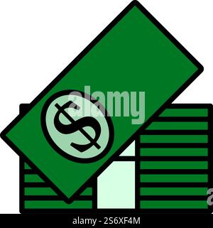 Stack Of Banknotes Icon. Editable Bold Outline With Color Fill Design ...