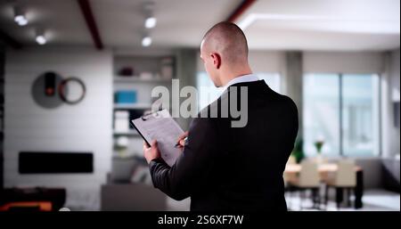 Real Estate House Appraisal And Property Check. Appraiser Agent Stock Photo