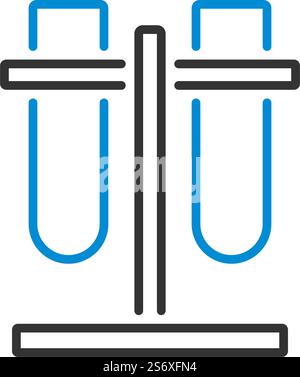Lab Flasks Attached To Stand Icon. Editable Bold Outline With Color Fill Design. Vector Illustration. Stock Vector