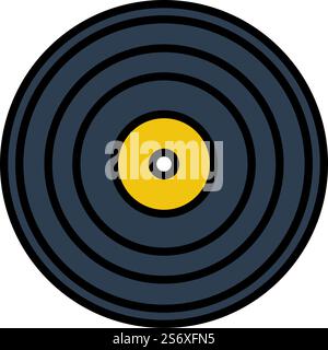 Analogue Record Icon. Editable Bold Outline With Color Fill Design. Vector Illustration. Stock Vector