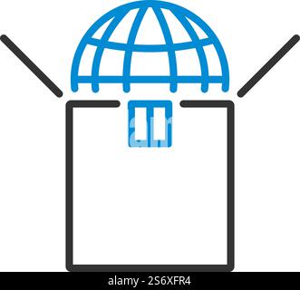 Planet In Box. Editable Bold Outline With Color Fill Design. Vector Illustration. Stock Vector