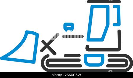 Icon Of Construction Bulldozer. Editable Bold Outline With Color Fill ...