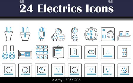 Electrics Icon Set. Editable Bold Outline With Color Fill Design ...