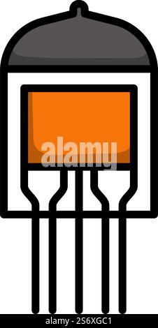 Electronic Vacuum Tube Icon. Editable Bold Outline With Color Fill Design. Vector Illustration. Stock Vector