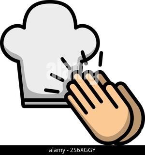 Clapping Palms To Toque Icon. Editable Bold Outline With Color Fill Design. Vector Illustration. Stock Vector