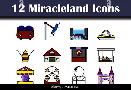Miracleland Icon Set. Editable Bold Outline With Color Fill Design. Vector Illustration. Stock Vector