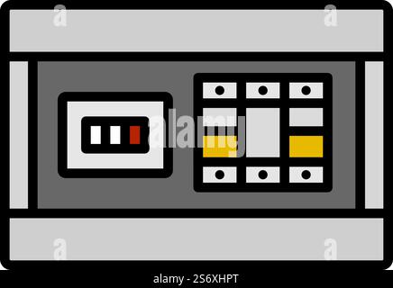 Circuit Breakers Box Icon. Editable Bold Outline With Color Fill Design. Vector Illustration. Stock Vector