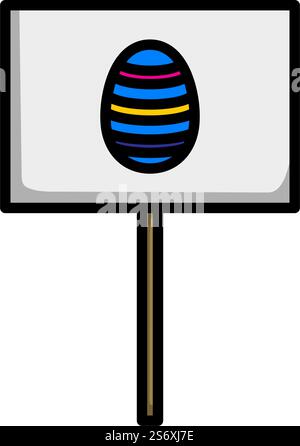 Easter Pointer With Egg Icon. Editable Bold Outline With Color Fill Design. Vector Illustration. Stock Vector