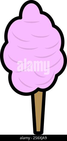 Cotton Candy Icon. Editable Bold Outline With Color Fill Design. Vector Illustration. Stock Vector
