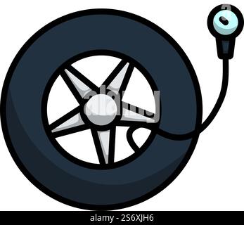 Tire Pressure Gage Icon. Editable Bold Outline With Color Fill Design. Vector Illustration. Stock Vector