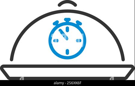 Cloche With Stopwatch Icon. Editable Bold Outline With Color Fill Design. Vector Illustration. Stock Vector