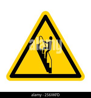 Caution Walk Down Stairs Backwards Sign Stock Vector