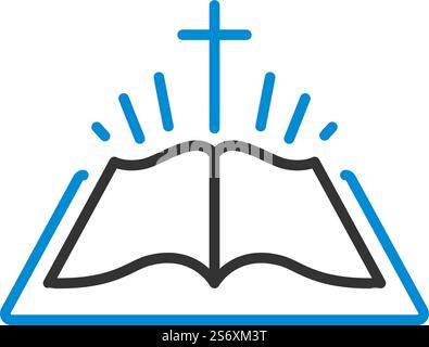 Holly Bible Icon. Editable Bold Outline With Color Fill Design. Vector Illustration. Stock Vector