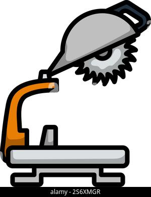 Icon Of Circular End Saw. Editable Bold Outline With Color Fill Design. Vector Illustration. Stock Vector