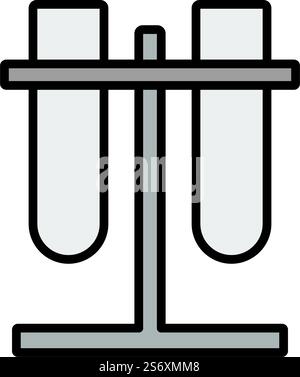 Lab Flasks Attached To Stand Icon. Editable Bold Outline With Color Fill Design. Vector Illustration. Stock Vector