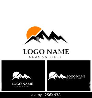 Black and blue mountain logo design template Stock Vector