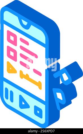 listening to podcast isometric icon vector. listening to podcast sign. isolated symbol illustration. listening to podcast isometric icon vector illustration Stock Vector