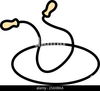 Icon Of Jump Rope And Hoop. Editable Bold Outline With Color Fill Design. Vector Illustration. Stock Vector