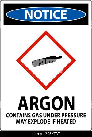 Notice Argon GHS Sign On White Background Stock Vector