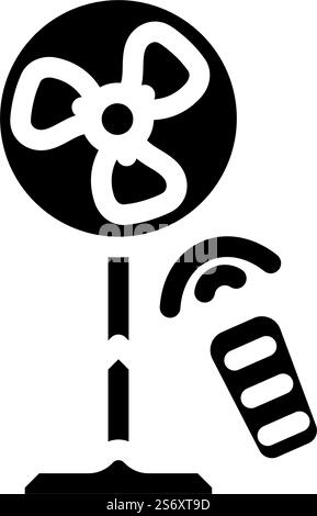fan with remote control glyph icon vector. fan with remote control sign. isolated symbol illustration. fan with remote control glyph icon vector illustration Stock Vector