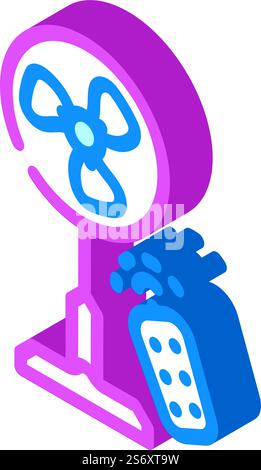 fan with remote control isometric icon vector. fan with remote control sign. isolated symbol illustration. fan with remote control isometric icon vector illustration Stock Vector