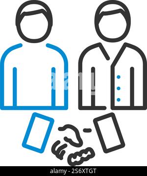 Two Man Making Deal Icon. Editable Bold Outline With Color Fill Design. Vector Illustration. Stock Vector