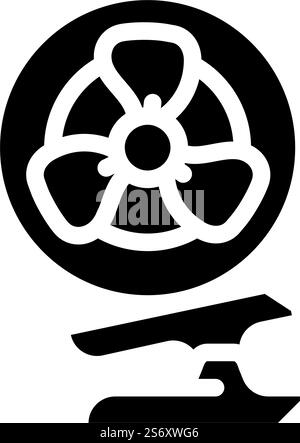 fan with clip glyph icon vector. fan with clip sign. isolated symbol illustration. fan with clip glyph icon vector illustration Stock Vector