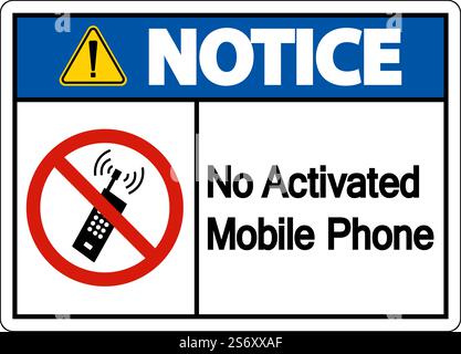 Notice No Activated Mobile Phone Sign On White Background Stock Vector