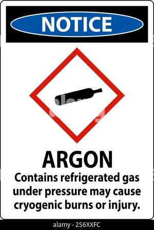 Notice Argon GHS Sign On White Background Stock Vector