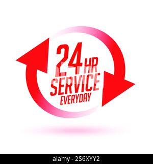 24 hour of service everyday concept background Stock Vector